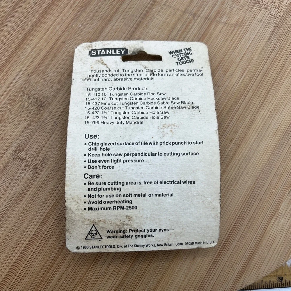 Stanley Carbide Grit Hole Saw 1‎ 1/4 Dis